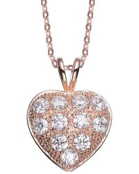Genevive Jewelry - 18k Rose Gold Vermeil Cz Heart Pendant - Lyst