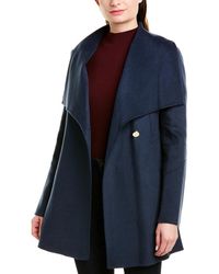 Laundry by Shelli Segal Asymmetrical Wrap Wool-blend Coat - Blue