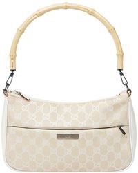 Gucci - Gg Canvas & Leather Gg Bamboo Shoulder Bag (Authentic Pre- Owned) - Lyst