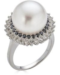 Belpearl - Silver 10-9mm Pearl Cz Ring - Lyst