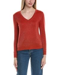 Sofiacashmere - Lurex V-Neck Wool & Cashmere-Blend Sweater - Lyst