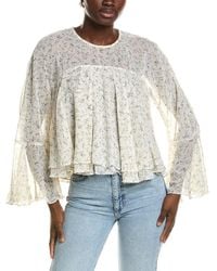 1.STATE - Keyhole Back Ruffle Blouse - Lyst