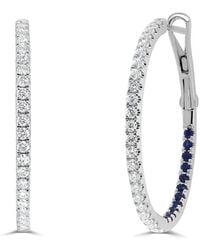 Sabrina Designs - 14K 1.15 Ct. Tw. Diamond & Sapphire Hoops - Lyst