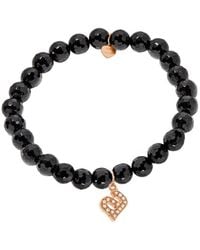 Jane Basch - 14k Rose Gold Diamond & Onyx Initial Stretch Bracelet (a-z) - Lyst