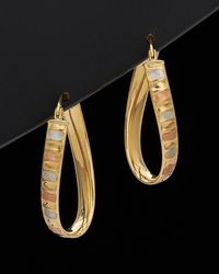Italian Gold - 14K Tri-Tone Scalloped Oval Hoops - Lyst