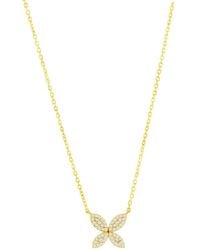 Suzy Levian - 14K 0.09 Ct. Tw. Diamond Marquise Flower Necklace - Lyst