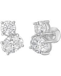 Diana M. Jewels - 14K 8.00 Ct. Tw. Lab-Grown Diamond Two-Stone Earrings - Lyst