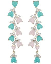 Eye Candy LA - Cz Elsie Teal Hearts Dangle Earrings - Lyst