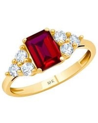MaxColor - 10K 1.00 Ct. Tw. Lab-Grown Ruby Halo Ring - Lyst