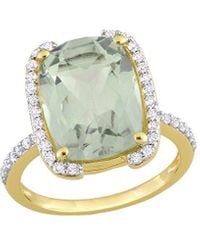 Rina Limor - Gold Over Silver Silver 6.87 Ct. Tw. Green Quartz & White Topaz Semi-halo Ring - Lyst
