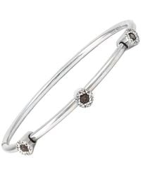 Gemstones - Steel 0.36 Ct. Tw. Diamond & Smoky Quartz Bangle Bracelet - Lyst