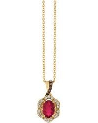 Le Vian - Le Vian 14k Honey Gold 0.87 Ct. Tw. Diamond & Ruby Pendant Necklace - Lyst