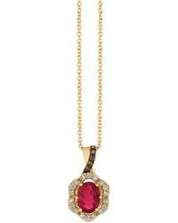 Le Vian - Le Vian 14k Honey Gold 0.87 Ct. Tw. Diamond & Ruby Pendant Necklace - Lyst