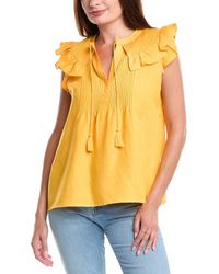 Tahari - Linen-Blend Blouse - Lyst
