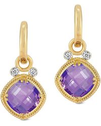 Reiss - 14k 4.14 Ct. Tw. Diamond & Amethyst Earrings - Lyst
