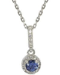 Suzy Levian - Silver Diamond & Sapphire Pendant Necklace - Lyst