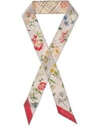 Burberry - Skinny Blooms Silk Scarf - Lyst
