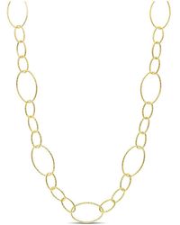 Italian Silver - 18K Over Fancy Oval Link Chain Necklace - Lyst