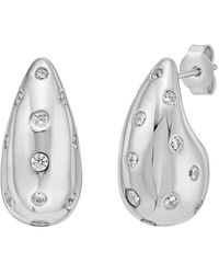 Italian Silver - Cz Drops Earrings - Lyst