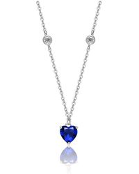 Genevive Jewelry - Silver Cz Heart Necklace - Lyst