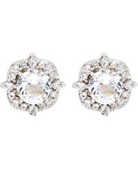 Suzy Levian - Silver 0.02 Ct. Tw. Diamond & White Topaz Halo Studs - Lyst
