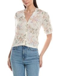 Ellen Tracy - Printed Pointelle Cardigan - Lyst
