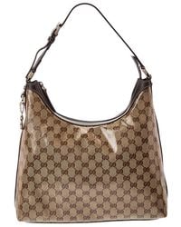 Gucci - Neutral Coated Canvas & Leather Gg Crystal Charmy Hobo Bag (Authentic Pre-Loved) - Lyst