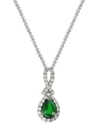 Gemstones - 14K Diamond .13 Ct. & .38 Ct Emerald Pendant Necklace - Lyst