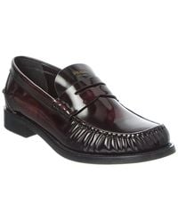 Prada - Logo Brushed Leather Loafer - Lyst