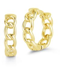 Glaze Jewelry - Silver Cz Curb Huggie Earrings - Lyst