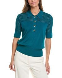 St. John - Vertical Stretch Pointelle Stripe Knit Sweater - Lyst