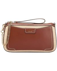 Cole Haan - Leighton Straw & Leather Clutch - Lyst