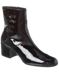 Celine - Triomphe Zipped Patent Bootie - Lyst