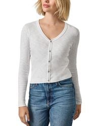 Lilla P - Ribbed Slub Snap V-Neck - Lyst