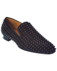 Christian Louboutin Dandelion Spikes Leather Loafers in Gray for