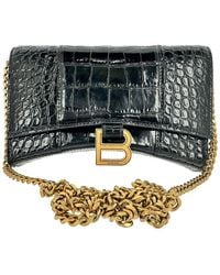 Balenciaga - Croc-Embossed Leather Hourglass Wallet On Chain (Authentic Pre-Loved) - Lyst