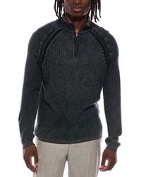 Autumn Cashmere - Inked Ribbed Wool & Cashmere-Blend 1/4-Zip Mock Neck Sweater - Lyst