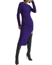 Reiss - Charley Ruched Wool-Blend Midi Dress - Lyst