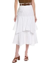 Cece - Tiered Denim Midi Skirt - Lyst