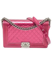 Chanel - Quilted Patent Leather New Medium Boy Double Flap Bag (Authentic Pre-Owned) - Lyst