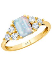 MaxColor - 10K 0.20 Ct. Tw. Lab-Grown Opal Halo Ring - Lyst