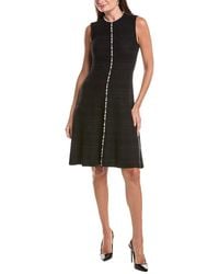Teri Jon - Metallic Knit Pearl Applique Wool-Blend Midi Dress - Lyst