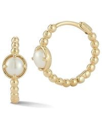 Ember Fine Jewelry - 14K 4Mm Pearl Beaded Huggie Earrings - Lyst