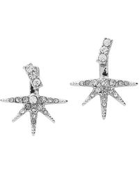 Sterling Forever - Rhodium Plated Cz Burst Ear Jacket Earrings - Lyst