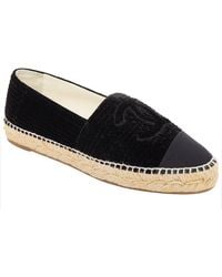CHANEL - Velvet Cc Logo Cap Toe Slip-On Flat Espadrille (Authentic Pre- Loved) - Lyst