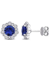 Rina Limor - 14k 2.55 Ct. Tw. Diamond & Blue Sapphire Halo Earrings - Lyst