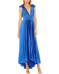 Mac Duggal - Ruffle Top Sleeveless V Neck Pleated Gown - Lyst
