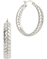 Sterling Forever - Double Row Herringbone Statement Hoop Earrings - Lyst