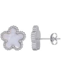 Adornia - Plated Stainless Steel Mother Of Pearl 5-Leaf Clover Stud Earrings - Lyst