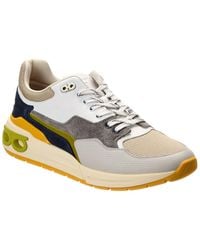 Ferragamo - Cosma Low Langur Bitume Leather & Suede Sneaker - Lyst